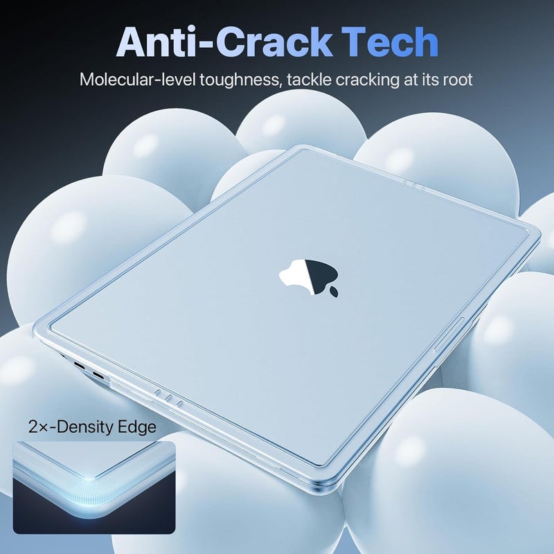 soonjet حافظة CrackGuard لجهاز MacBook Air مقاس 15 بوصة | M4 M3 M2 2025 2024 2023 | ترقية مضادة للتشقق | تطابق 100% مع اللون الرسمي | غلاف كمبيوتر محمول صلب | A3241 A3114 A2941 | أزرق سماوي شفاف - Image 3